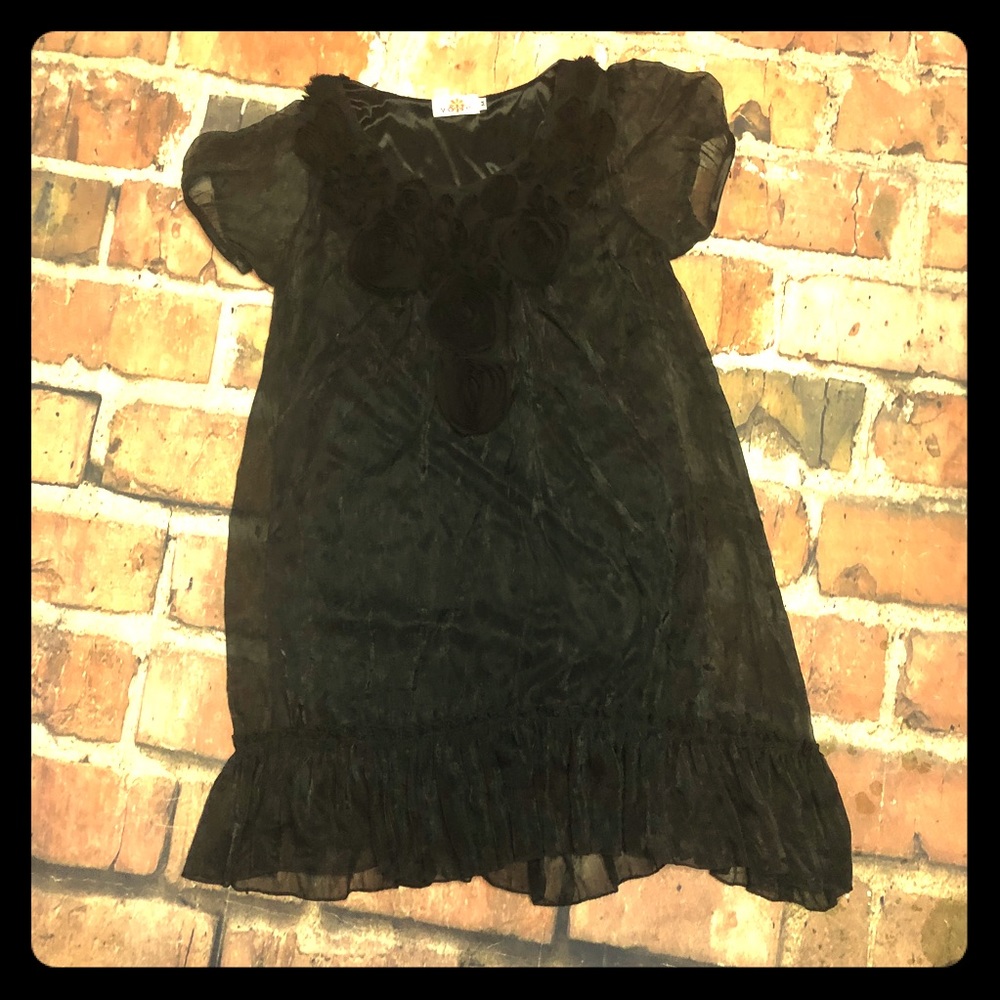 Voile Black Rose Design Dress